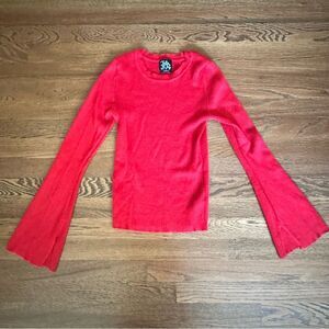 Red Flared Sleeve Top